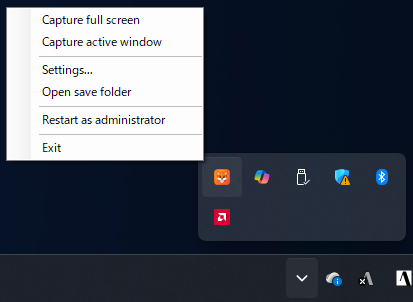 Fox icon in the tray and its menu